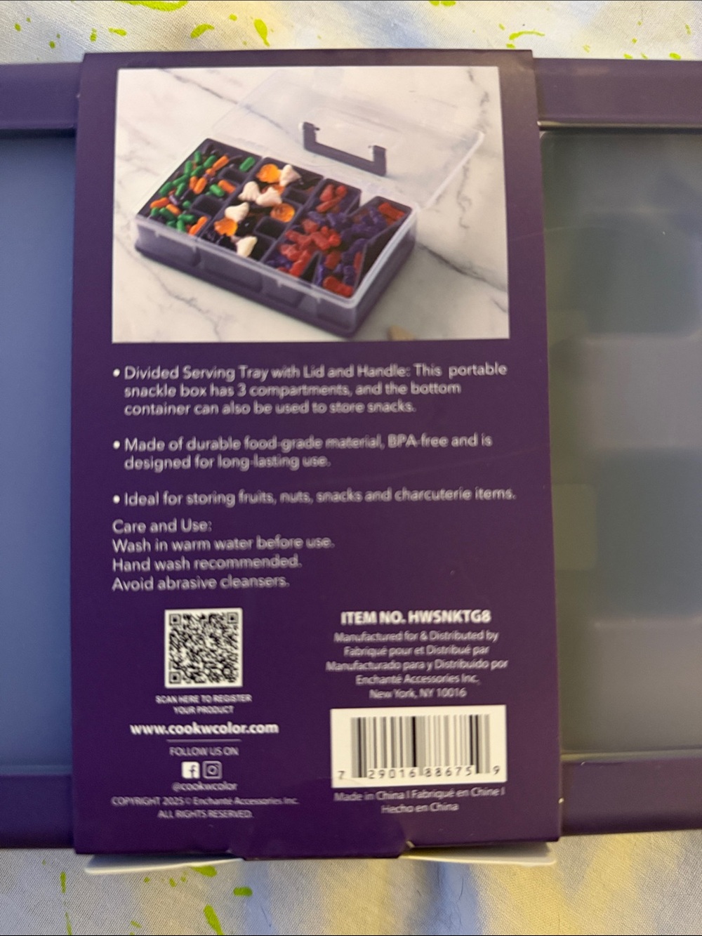 CWC Cook With Color 3-Compartment Snack Box - Purple - Picture 3 of 3